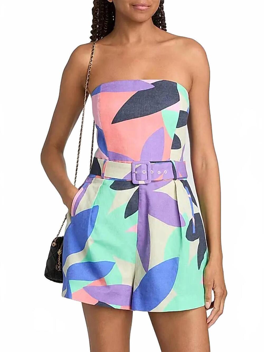 NEW RAMY BROOK isobel romper in palm linen